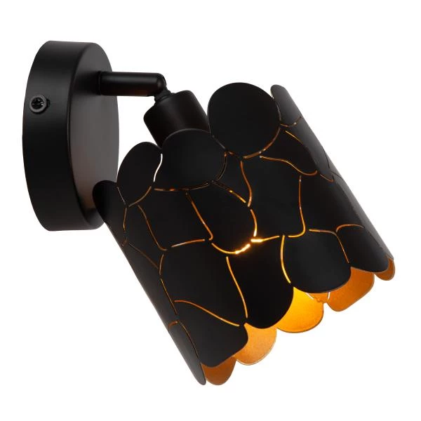 Lucide ALMELO - Foco de pared / Lámpara de pared - Ø 12 cm - 1xE14 - Negro - detalle 1